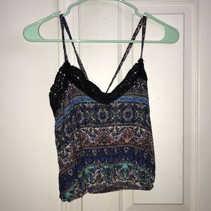 LA Hearts printed crop tank top